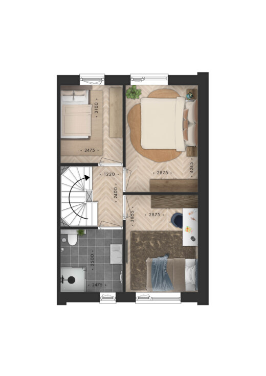 Hofwoning hoek 1e verdieping