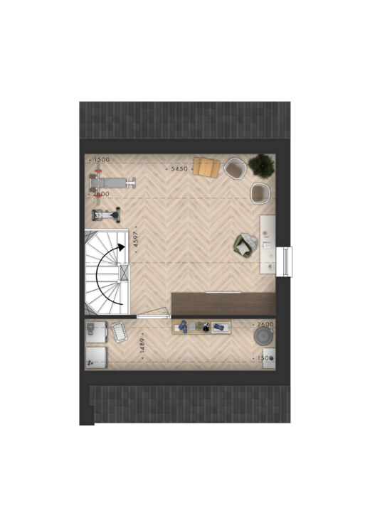 Hofwoning hoek 2e verdieping