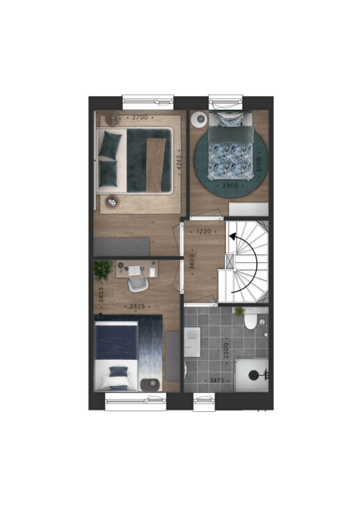 Hofwoning tussen 1e verdieping