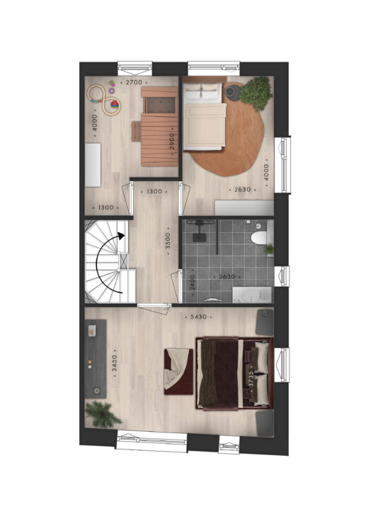 Parkwoning hoek 1e verdieping