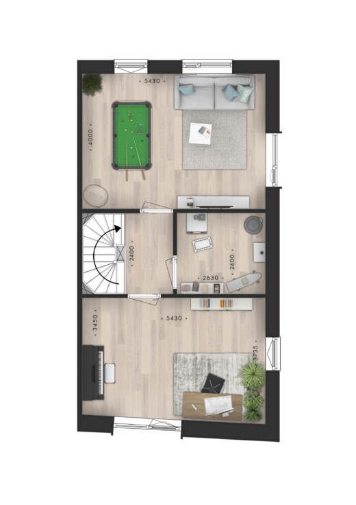 Parkwoning hoek 2e verdieping