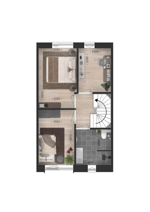 Parkwoning tussen 1e verdieping